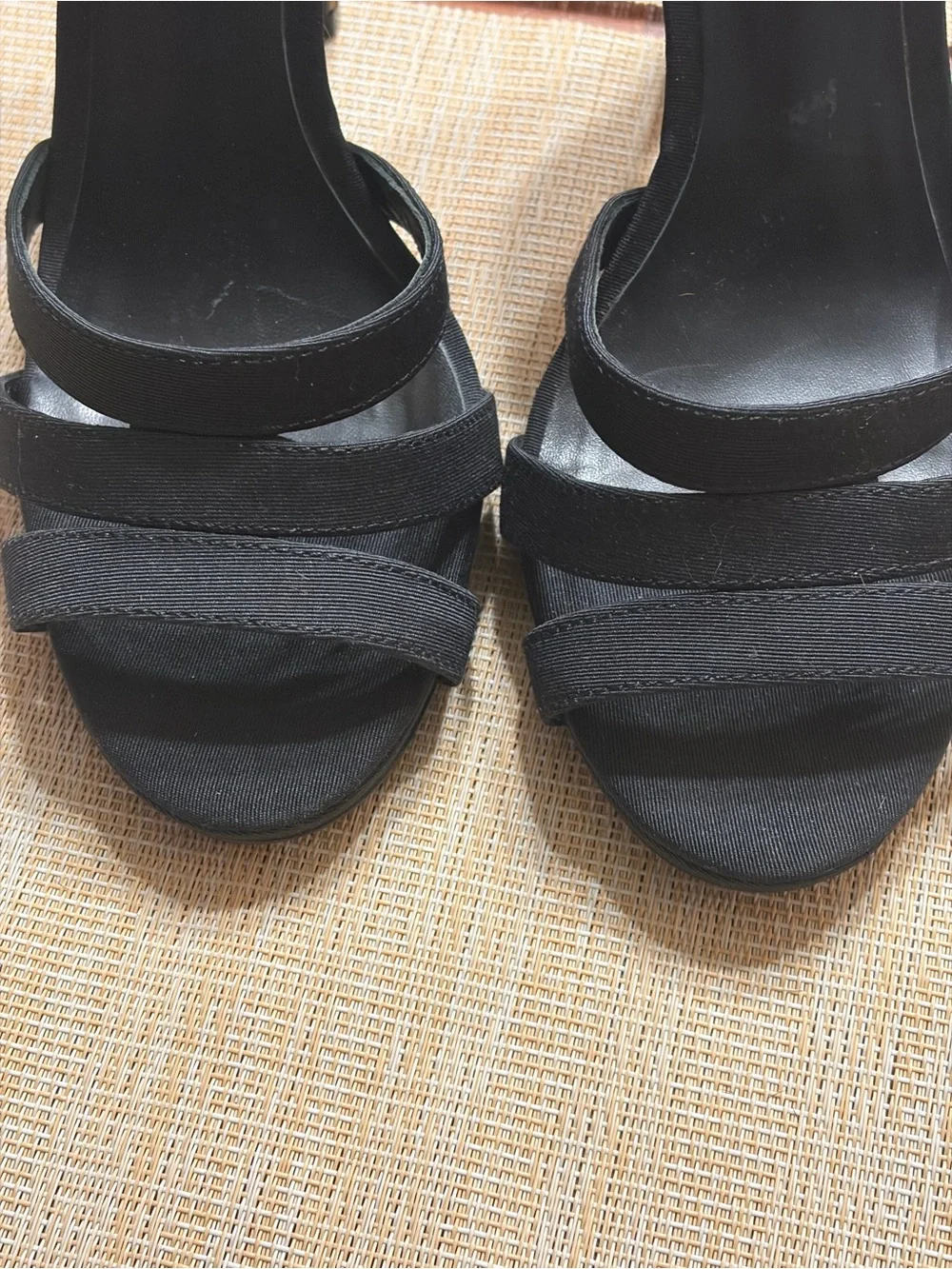 Tory Burch Black Sandals with Leopard Heel Accent